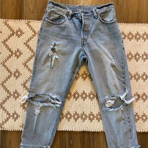 Levi's Light Blue Distressed Ankle Jeans
